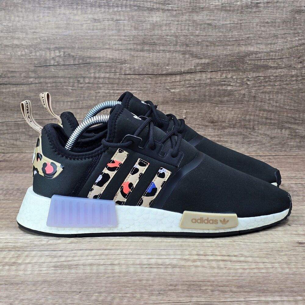 Adidas NMD R1 Women's Size 9 Black Brown Leopard Print Running Shoes (H00670)
